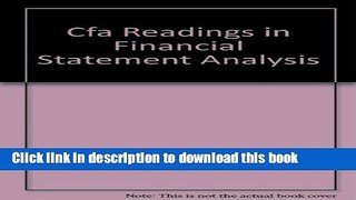 [Popular] Cfa Readings in Financial Statement Analysis Paperback Online