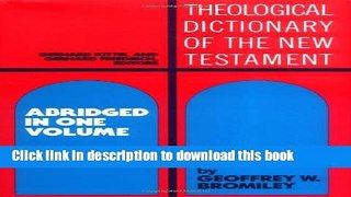 [PDF] Theological Dictionary of the New Testament: Abridged in One Volume Free Online