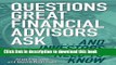 [Popular] Questions Great Financial Advisors Ask... and Investors Need to Know Paperback Online