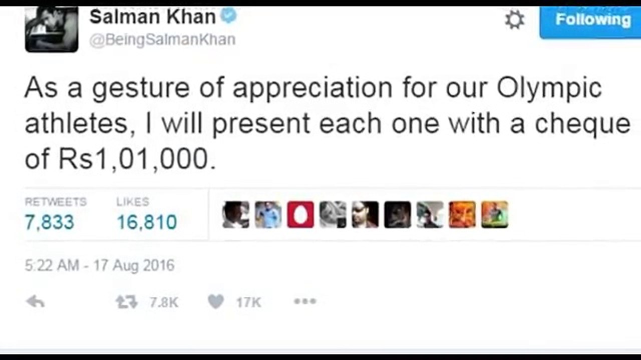 SalmanKhan Announces To Give Rs 1 Lakh To Every Indian Olympian-xnf7fmu0OgM