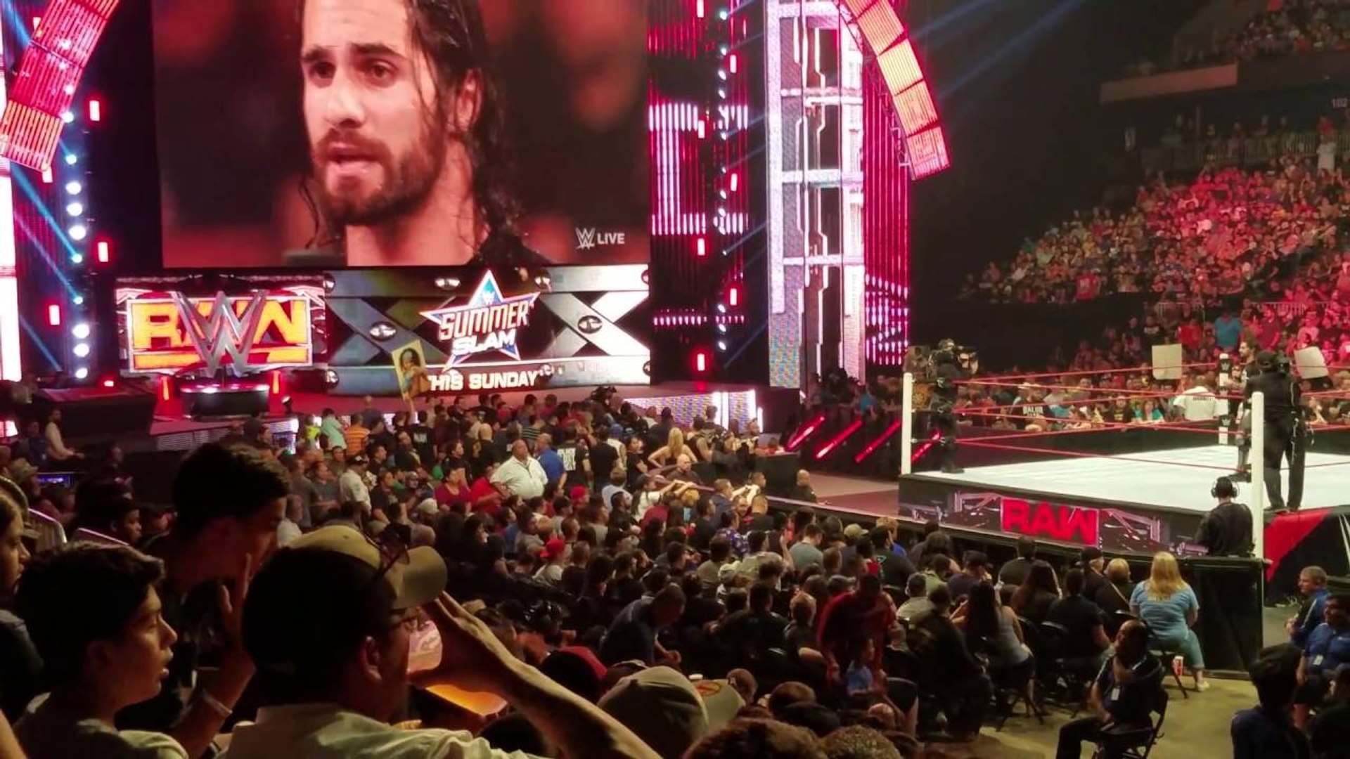 ⁣WWE | WWE 2016 | Fan tries to attack Seth Rollins during his promo in WWE Raw Monday Night | WWE OMG