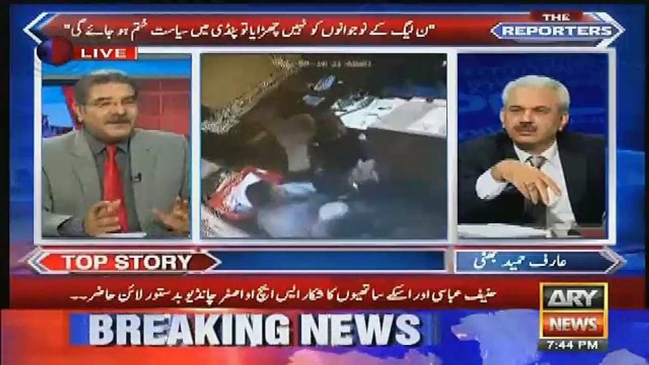 arif hameed bhatti live show mein hanif abbasi ko salam pesh kardia