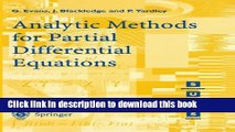 [Download] Analytic Methods for Partial Differential Equations Hardcover Free
