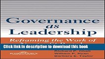 [Popular] Governance as Leadership: Reframing the Work of Nonprofit Boards Hardcover Online