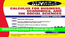 [Popular] Schaum s Outline of Calculus for Business, Economics, and The Social Sciences Paperback