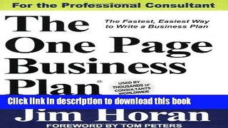 [Popular] The One Page Business Plan for the Professional Consultant Hardcover Online