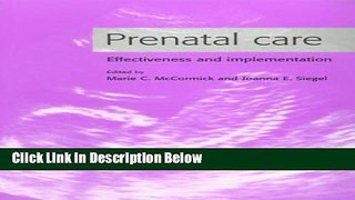 Books Prenatal Care: Effectiveness and Implementation Free Online