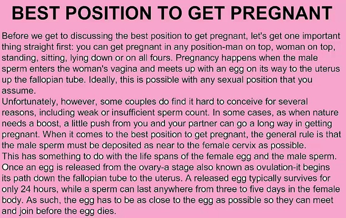 To Get Conceive with best Position Method -How do get Pregnant