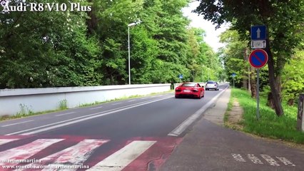 Audi R8 V10 plus vs Porsche 911 Turbo S - Acceleration 0-330km-h, Revs & Exhaust Sound