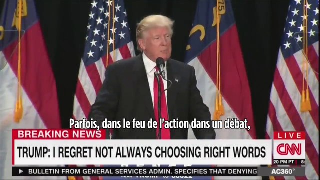 Trump regrette d'avoir pu blesser des gens avec ses propos