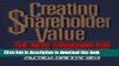 Collection Book Creating Shareholder Value: A Guide for Managers and Investors