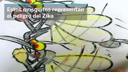 Un artista pinta ilustra los peligros del Zika