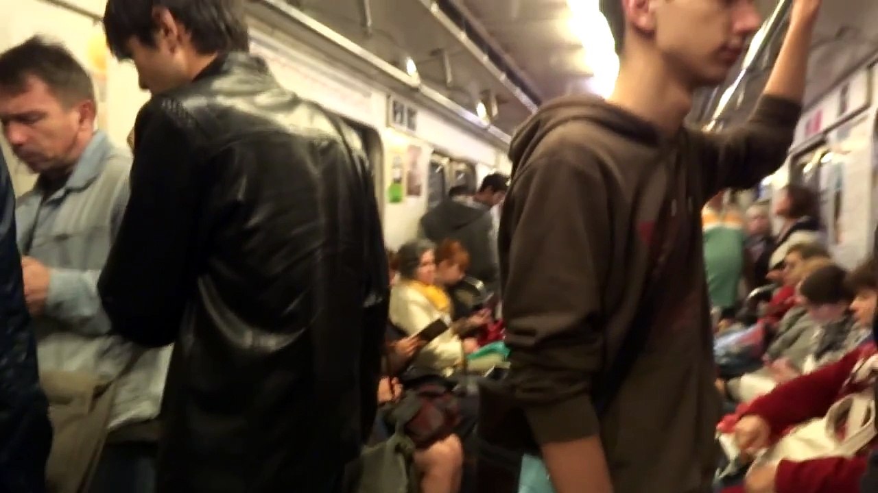 Ride in the subway in Moscow, Russia Москва, Россия