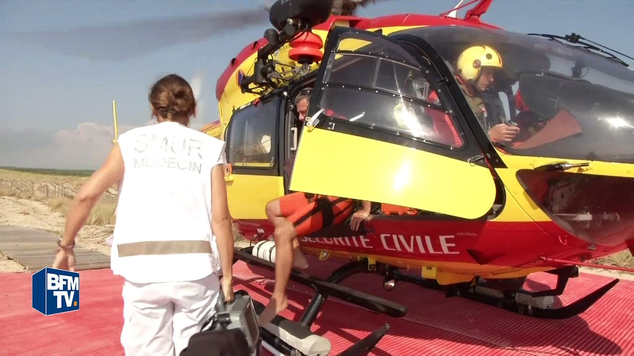 Les hélicoptères de la sécurité civile au secours des nageurs
