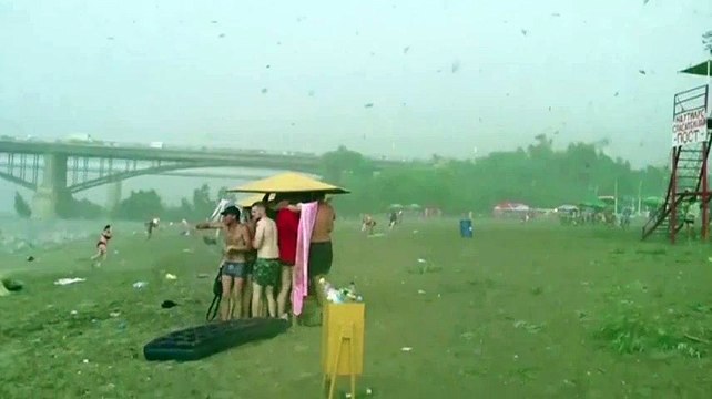 Deadly hail storm batters beach in Siberia