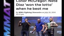Conor McGregor SURPRISES Nate Diaz on CONAN;says Nate WON THE LOTTO&CLOWNS his BLACK TEE!