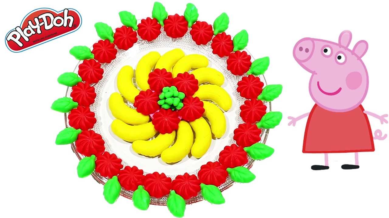 Play Doh Cream Cake - Make cream cake and banana along peppa pig español toys funny video for kids