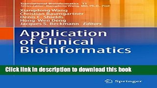 [PDF] Application of Clinical Bioinformatics (Translational Bioinformatics) Full Online