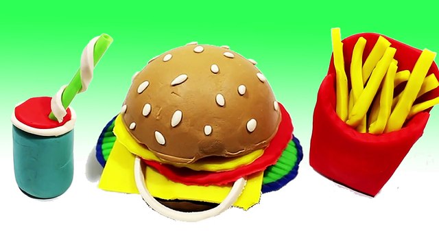 Play Doh Cake - Make hamburger cake colorful with peppa pig toys