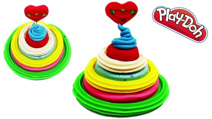 Play Doh Cream - Make a cream cake heart for peppa pig español toys wonderful videos