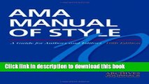 [Popular Books] AMA Manual of Style: A Guide for Authors and Editors Free Online