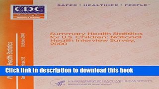 Collection Book Summary Health Statistics for U.S. Children (October 2003): National Health