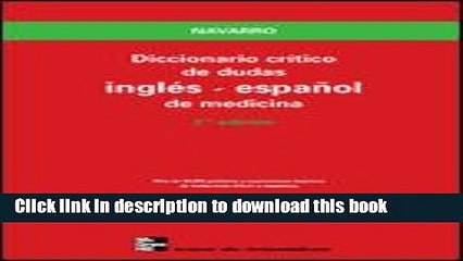 Collection Book Diccionario CrÃ­tico de Dudas InglÃ©s-EspaÃ±ol de Medicina (English and Spanish