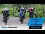 Suzuki Gixxer SF vs Pulsar AS 150 vs Yamaha Fazer V2 - Drag Race | MotorBeam