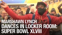 Marshawn Lynch Dances In Locker Room: Super Bowl XLVIII
