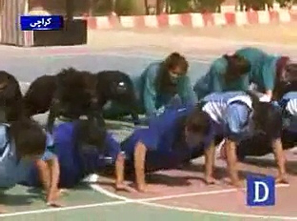 Girls push-ups in netball tournament
