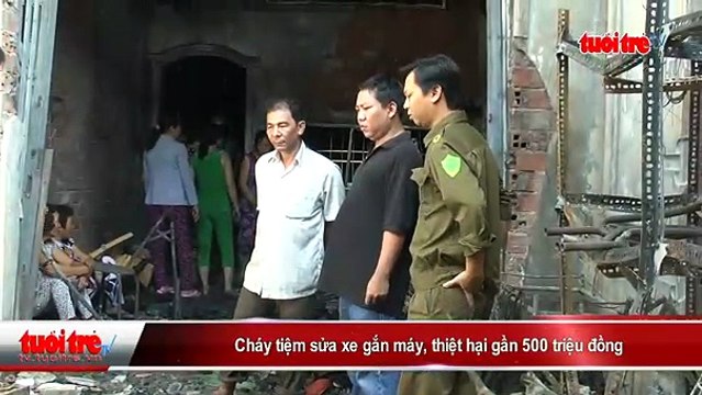 Cháy tiệm sửa xe gắn máy, thiệt hại gần 500 triệu đồng