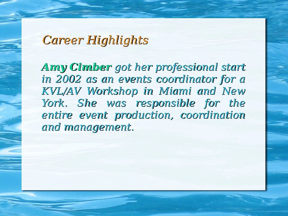 Amy Cimber Started Her Career as an Events Coordinator for a KVLAV Workshop