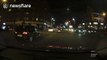 Driver narrowly avoids pedestrians crossing busy road