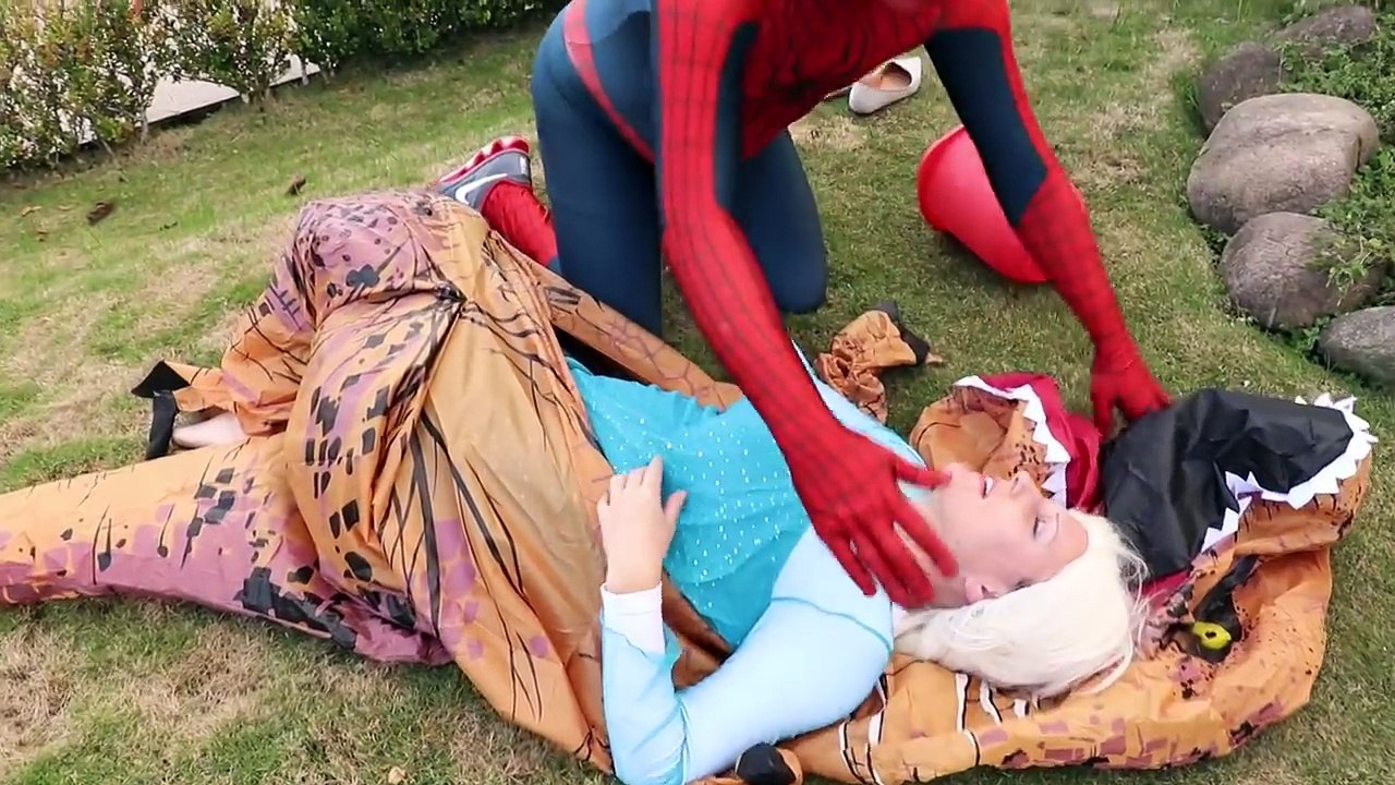 Spiderman VAMPIRE TOILET ATTACK! w  Frozen Elsa Joker Maleficent Princess Anna Toys! Superheroes IRL