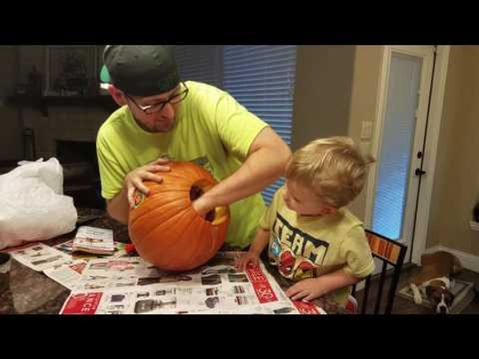 Toddler Carves His First Pumpkin and Is Horrified by What's Inside