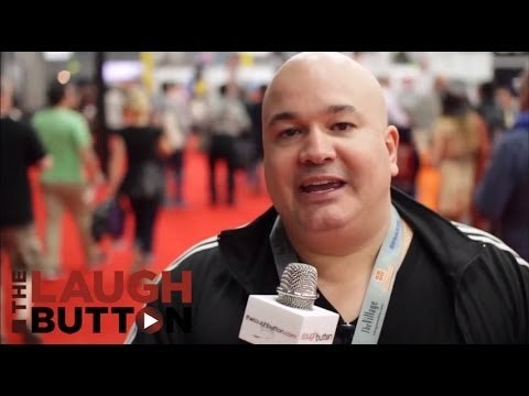 Robert Kelly on the floor at SXSW interactive with The Laugh Button