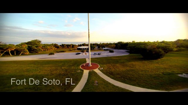Drone flight showing Fort De Soto's Flag | Private Fishing Charters Tampa Bay FL| HubbardsMarina.com