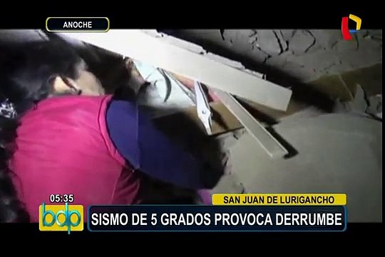 Sismo de 5 grados provocó derrumbe en SJL