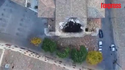 Italie: un drone survole les bâtiments dévastés par le séisme