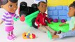 Doc McStuffins Fixes Lego Emmet with Brother Donny Doc Is In Clinic Lambie Hallie DisneyCarToys