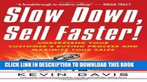 New Book Slow Down, Sell Faster!: Understand Your Customer s Buying Process and Maximize Your Sales