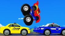 MCQUEEN MONSTER TRUCK Destroy COLORS CARS + HULK SMAH PARTY w- Spiderman & Children Nursery Rhymes