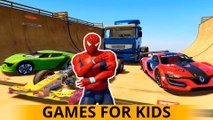 Spiderman s Fast Cars & Trucks! Car Cartoon For Kids with Children Nursery Rhymes Songs
