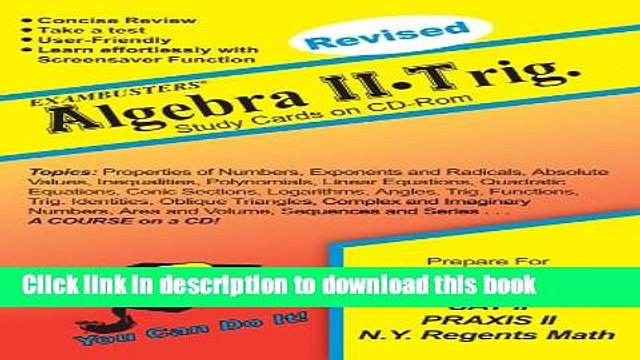 [PDF] Algebra 2-Trig. Exambusters CD-ROM Study Cards: Test Prep Software on CD-ROM! Popular