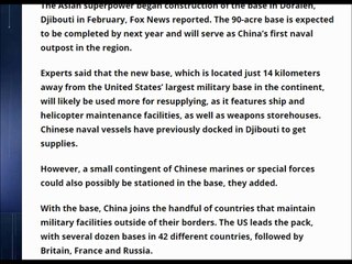 China Expands Around The World, Builds First Military Base in Africa