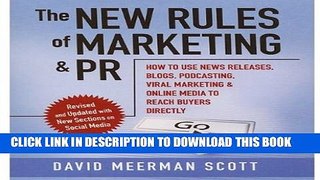 New Book The New Rules of Marketing and PR: How to Use News Releases, Blogs, Podcasting, Viral