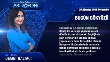 25 Ağustos 2016 Perşembe Bugün Gökyüzü