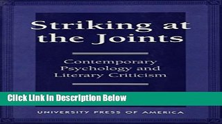 [Best] Striking at the Joints: Contemporary Psychology and Literary Criticism Free Books