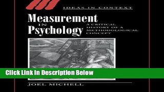 [Get] Measurement in Psychology: A Critical History of a Methodological Concept (Ideas in Context)