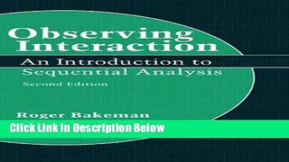 [Get] Observing Interaction: An Introduction to Sequential Analysis Online New